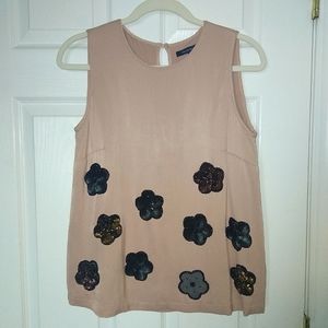 French Connection blush sequin floral blouse